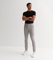 New Look Light Grey Check Skinny Trousers